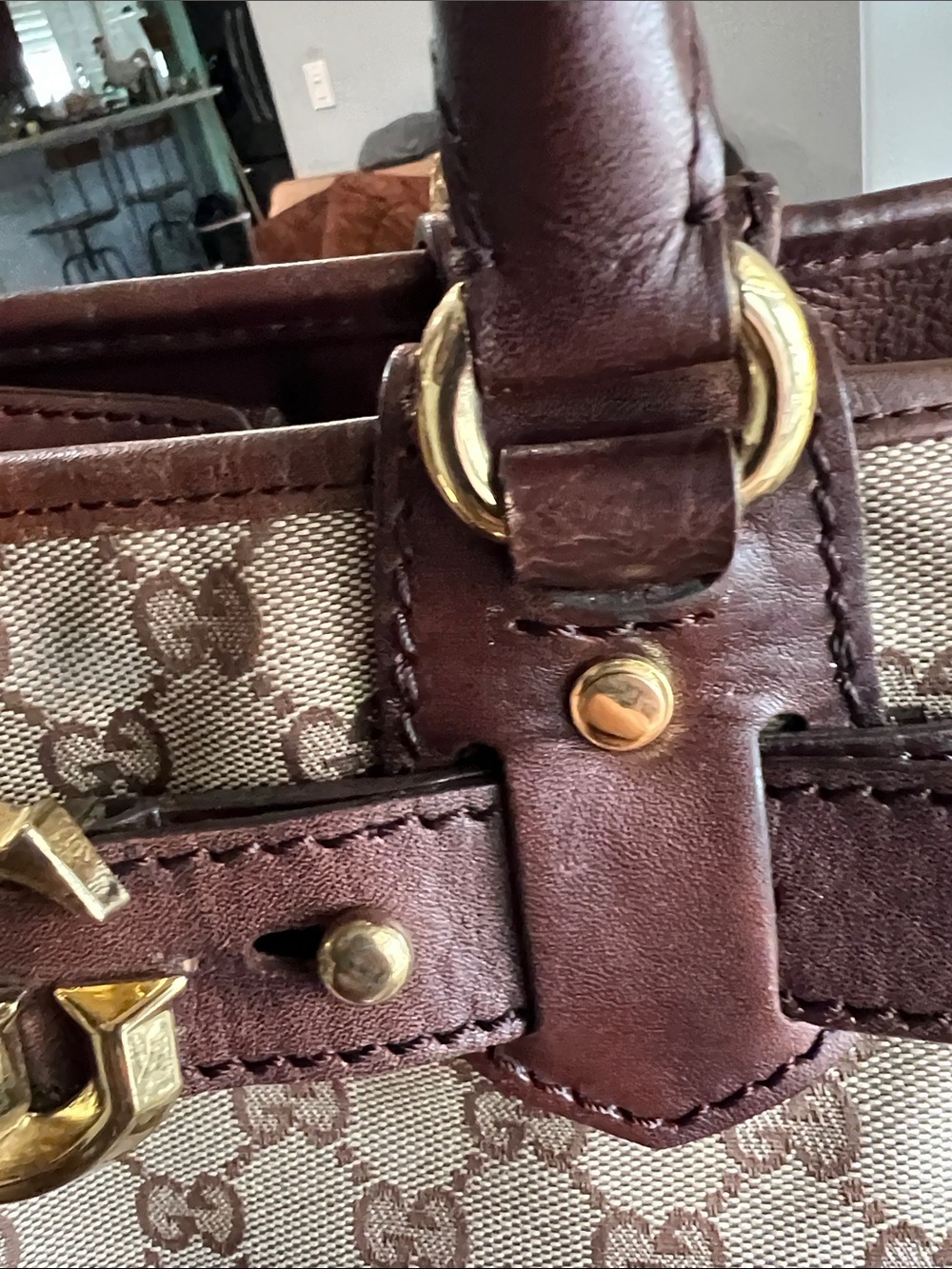 Gucci Brown GG Canvas Top-Handle Satchel with Gold Hardware - Picture 17 of 17